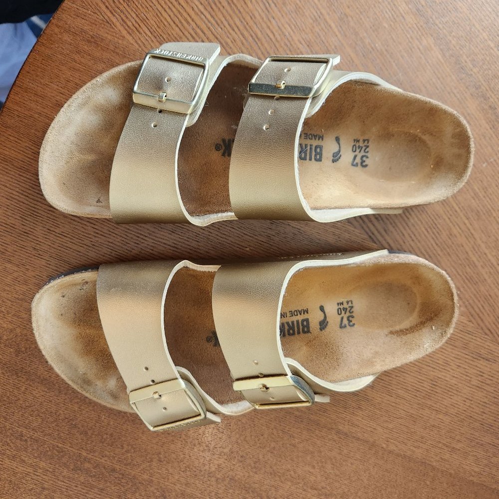 Gold Arizona Birkenstocks